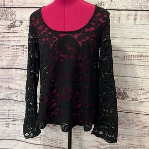 EXPRESS BLACK LACE TOP #1414 size petite small